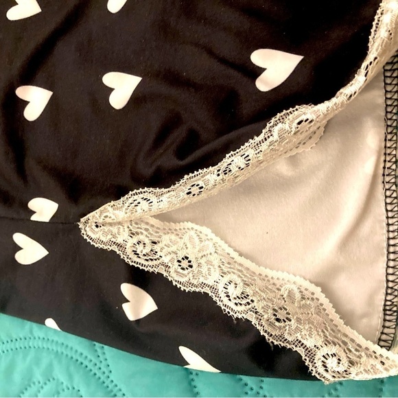 Nightgown women’s XL black with white hearts - Picture 4 of 7